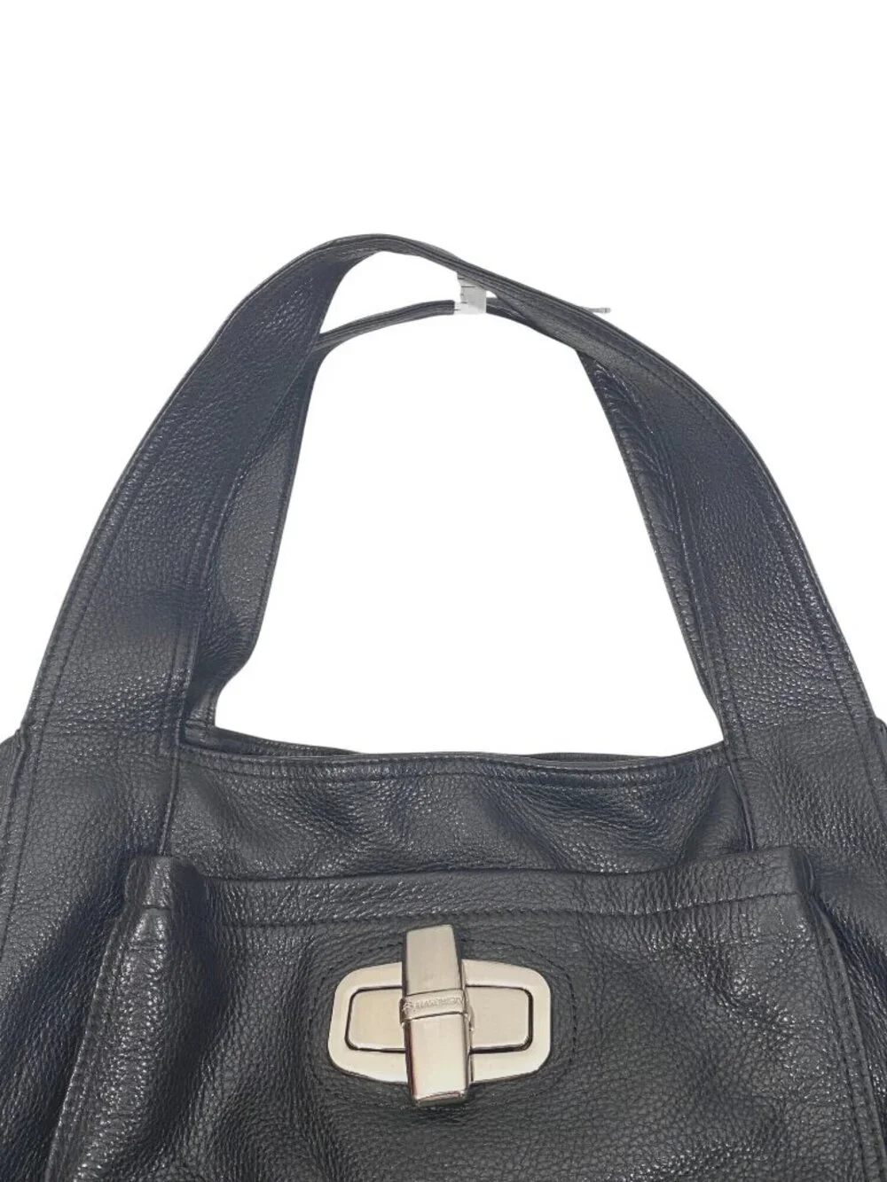 B. Makowsky Y2K Black Hobo Shoulder Bag buttery soft pebbled leather Turn Lock